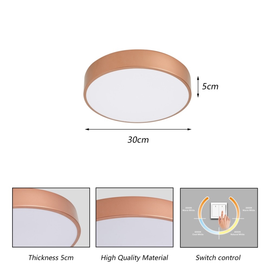 BRILAGI - LED Deckenleuchte POOL LED/36W/230V 3000/4000/6000K Ø 30 cm kupferfarben