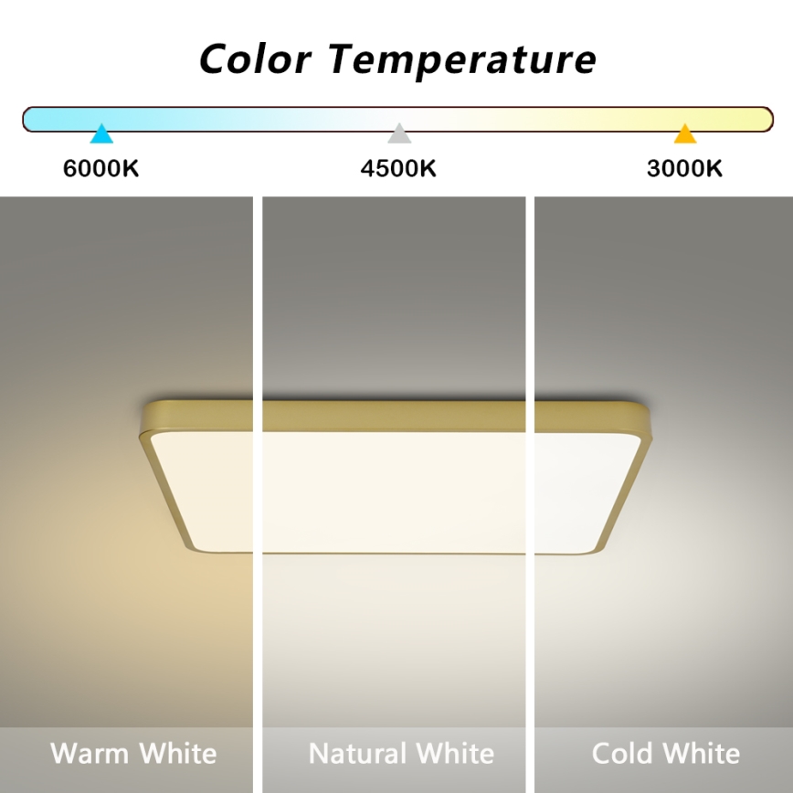 Brilagi - LED Deckenleuchte POOL LED/36W/230V 3000/4500/6000K 40x40 cm goldfarben