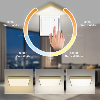 Brilagi - LED Deckenleuchte POOL LED/36W/230V 3000/4500/6000K 40x40 cm goldfarben