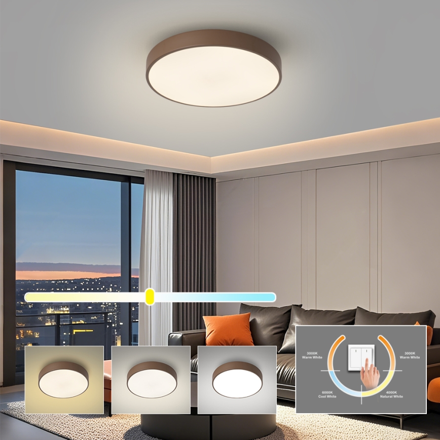 Brilagi - LED-Deckenleuchte POOL LED/48W/230V 3000/4000/6000K Ø 40 cm braun