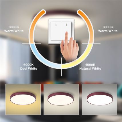 Brilagi - LED-Deckenleuchte POOL LED/60W/230V 3000/4000/6000K Ø 50 cm Burgunderrot