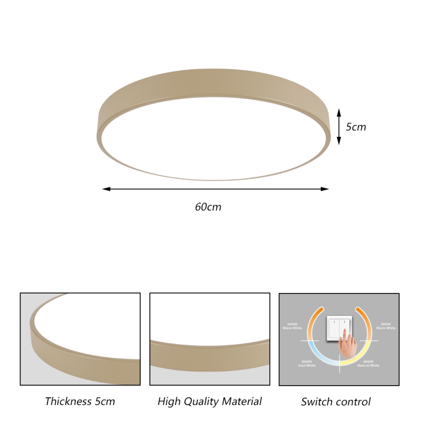 Brilagi - LED-Deckenleuchte POOL LED/60W/230V 3000/4500/6000K Ø 60 cm, beige