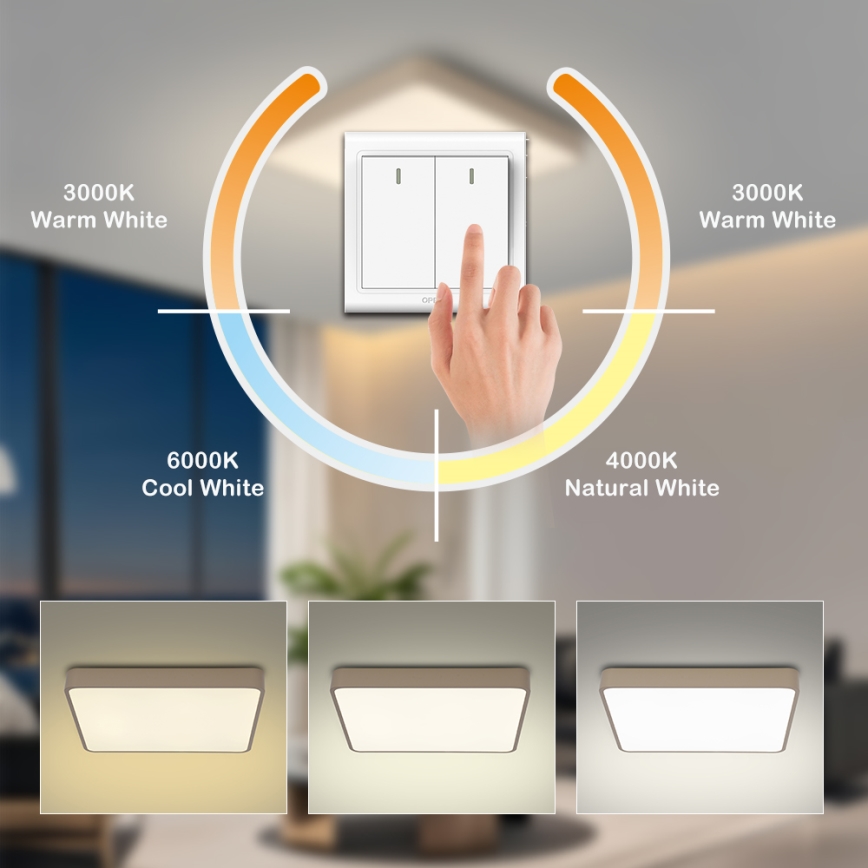 BRILAGI - LED-Deckenleuchte POOL SQUARE LED/48W/230V 3000/4000/6000K 50x50 cm beige