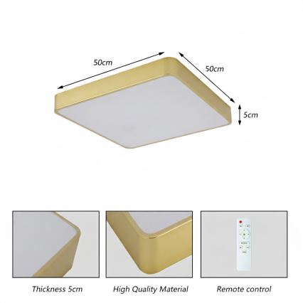 BRILAGI - LED-Deckenleuchte POOL SQUARE LED/48W/230V 3000/4000/6000K 50x50 cm goldfarben