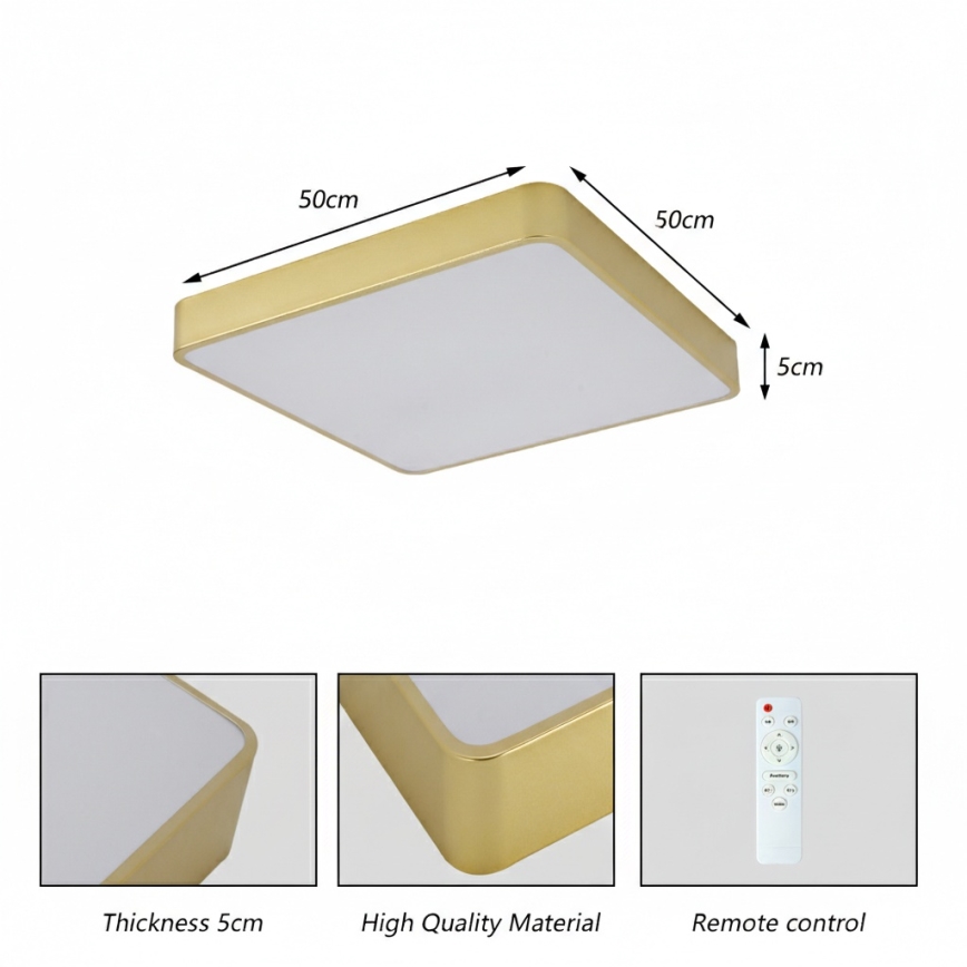 BRILAGI - LED-Deckenleuchte POOL SQUARE LED/48W/230V 3000/4000/6000K 50x50 cm goldfarben