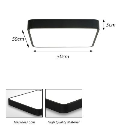 Brilagi - LED-Deckenleuchte POOL SQUARE LED/48W/230V 3000/4500/6000K 50x50 cm schwarz