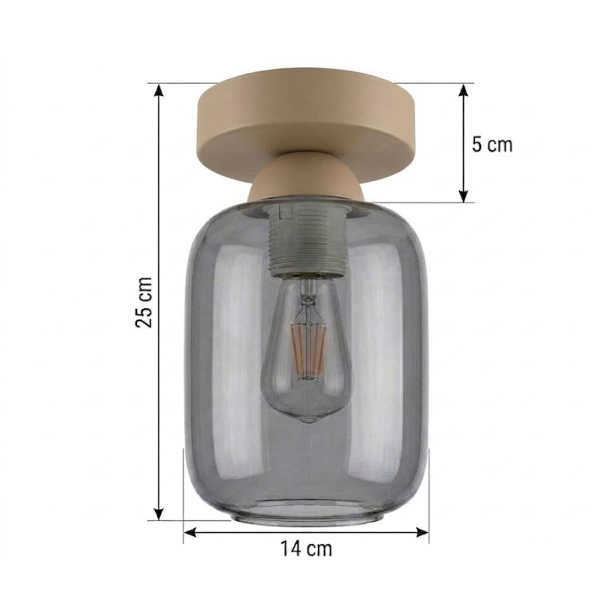 BRILAGI - LED-Deckenleuchte RETRO GLASS 1xE27/60W/230V Ø 14 cm beige/rauchgrau