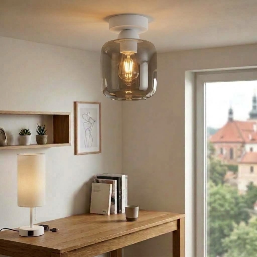 BRILAGI - LED-Deckenleuchte RETRO GLASS 1xE27/60W/230V Ø 14 cm weiß/rauchgrau