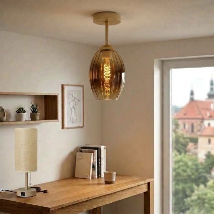 BRILAGI - LED-Deckenleuchte RETRO GLASS 1xE27/60W/230V Ø 17 cm beige/rauchbeige