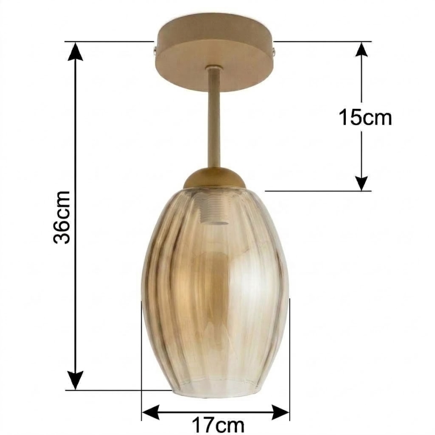 BRILAGI - LED-Deckenleuchte RETRO GLASS 1xE27/60W/230V Ø 17 cm beige/rauchbeige