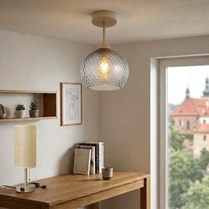 BRILAGI - LED Aufputz-Deckenleuchte RETRO GLASS 1xE27/60W/230V Ø 18 cm beige/rauchgrau