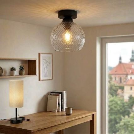 BRILAGI - LED Deckenleuchte RETRO GLASS 1xE27/60W/230V Ø 18 cm schwarz/rauchgrau