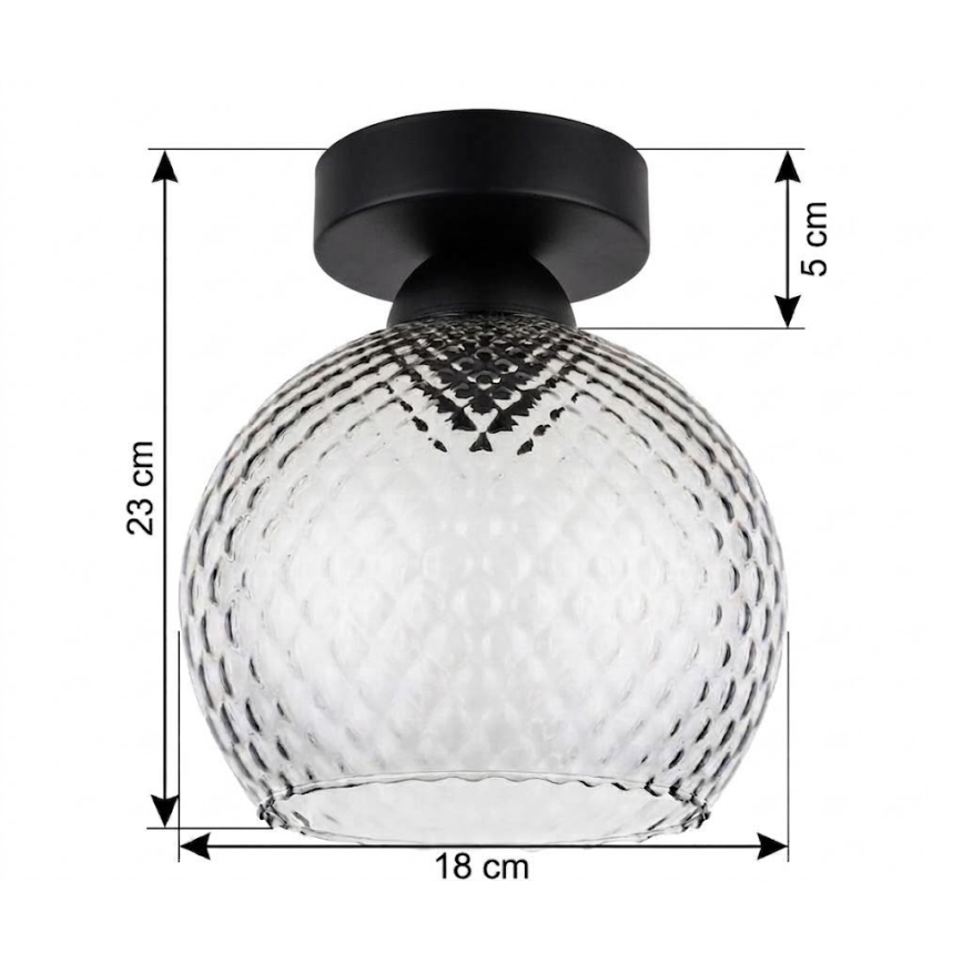 BRILAGI - LED Deckenleuchte RETRO GLASS 1xE27/60W/230V Ø 18 cm schwarz/rauchgrau