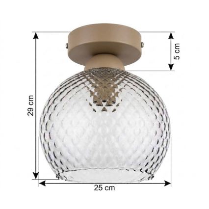 BRILAGI - LED Deckenleuchte RETRO GLASS 1xE27/60W/230V Ø 25 cm beige/rauchgrau