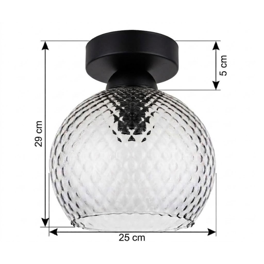 BRILAGI - LED-Deckenleuchte RETRO GLASS 1xE27/60W/230V Ø 25 cm schwarz/rauchgrau