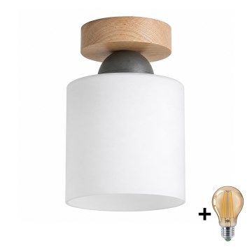 BRILAGI - LED-Deckenleuchte RETRO GLASS 1xE27/60W/230V Ø 10 cm Eiche/weiß