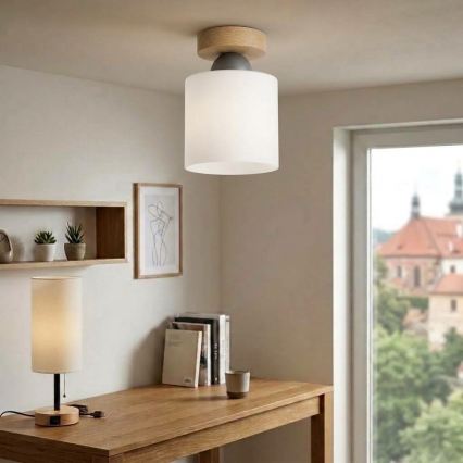 BRILAGI - LED-Deckenleuchte RETRO GLASS 1xE27/60W/230V Ø 10 cm Eiche/weiß
