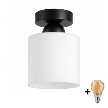 BRILAGI - LED-Deckenleuchte RETRO GLASS 1xE27/60W/230V Ø 10 cm schwarz/weiß