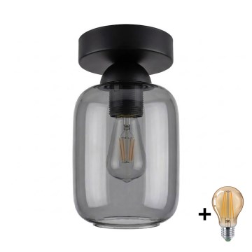 BRILAGI - LED-Deckenleuchte RETRO GLASS 1xE27/60W/230V Ø 14 cm schwarz/rauchgrau
