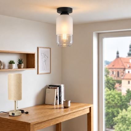 BRILAGI - LED-Deckenleuchte RETRO GLASS 1xE27/60W/230V Ø 14 cm schwarz/weiß