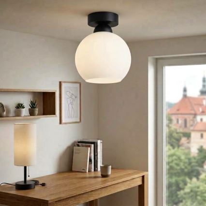 BRILAGI - LED-Deckenleuchte RETRO GLASS 1xE27/60W/230V Ø 15 cm schwarz/weiß