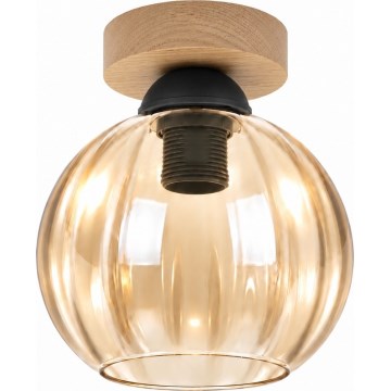 BRILAGI - LED Deckenleuchte RETRO GLASS 1xE27/60W/230V Ø 18 cm Eiche/rauchbeige