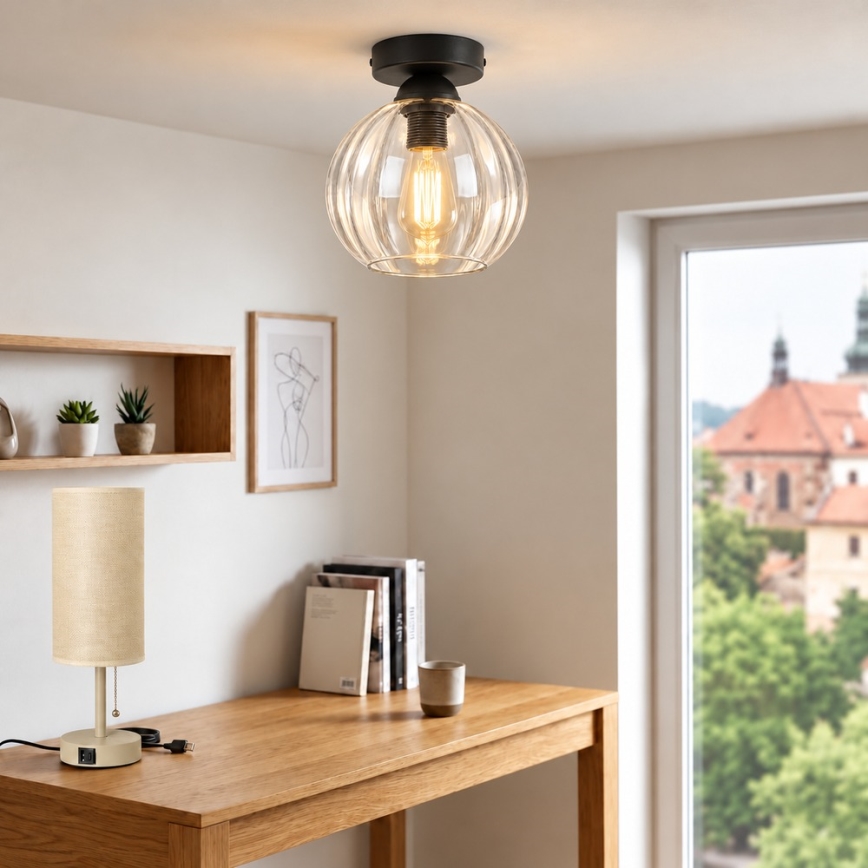 BRILAGI - LED-Deckenleuchte RETRO GLASS 1xE27/60W/230V Ø 18 cm schwarz/klar