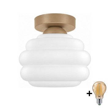 BRILAGI - LED-Deckenleuchte RETRO GLASS 1xE27/60W/230V Ø 20 cm beige/weiß