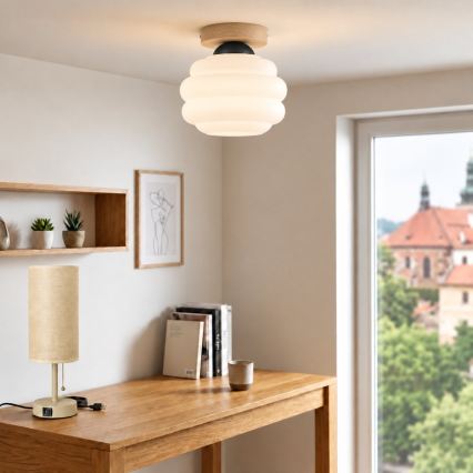 BRILAGI - LED-Deckenleuchte RETRO GLASS 1xE27/60W/230V Ø 20 cm Eiche/weiß