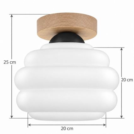 BRILAGI - LED-Deckenleuchte RETRO GLASS 1xE27/60W/230V Ø 20 cm Eiche/weiß