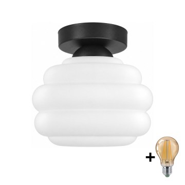 BRILAGI - LED-Deckenleuchte RETRO GLASS 1xE27/60W/230V Ø 20 cm schwarz/weiß
