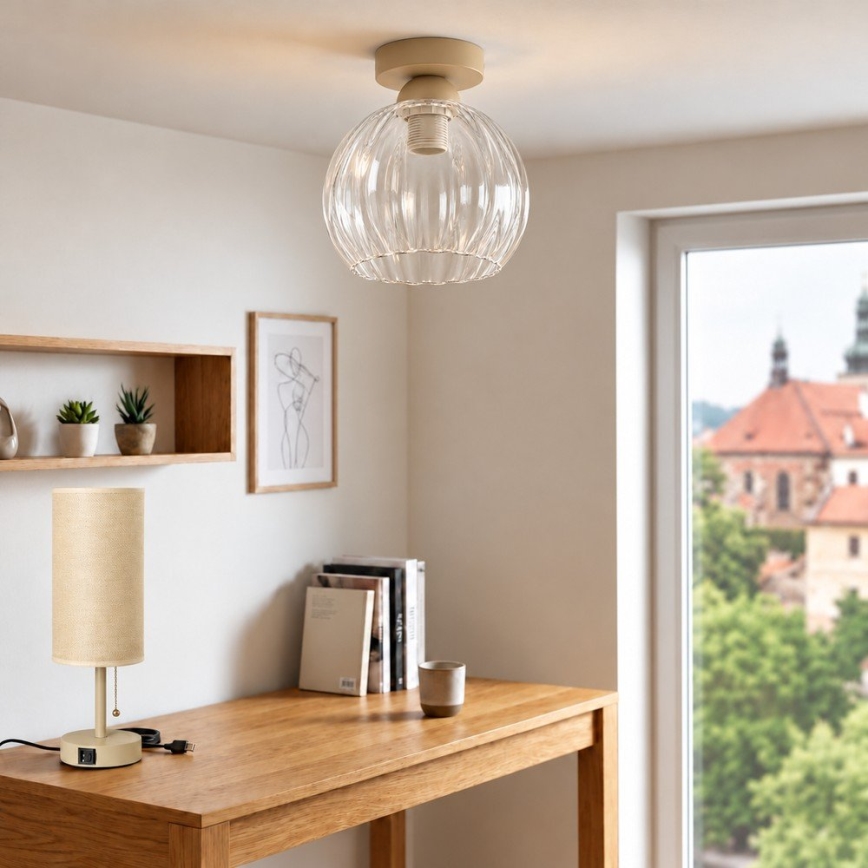 BRILAGI - LED Deckenleuchte RETRO GLASS 1xE27/60W/230V Ø 25 cm beige/klar