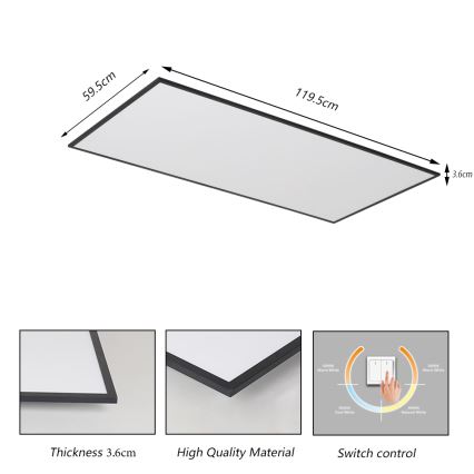 Brilagi - LED Deckenleuchte SLIMFRAME LED/80W/230V 120x60 cm 3000/4000/6000K schwarz