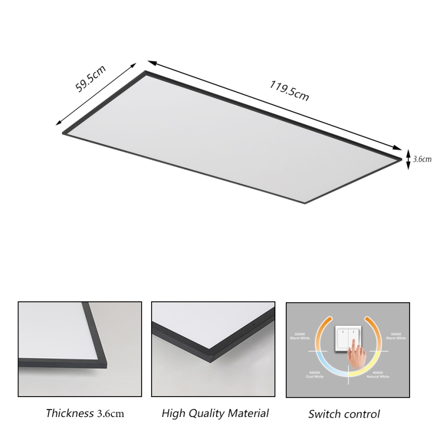 Brilagi - LED Deckenleuchte SLIMFRAME LED/80W/230V 120x60 cm 3000/4000/6000K schwarz