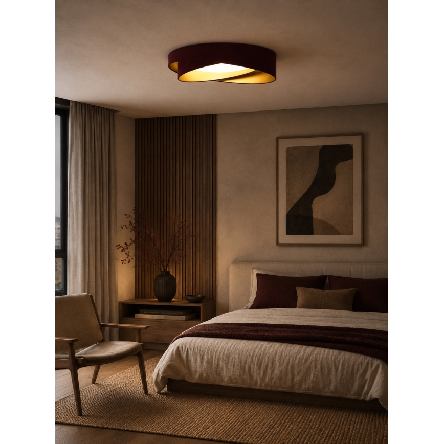 BRILAGI - LED-Deckenleuchte VELVET TWIST LED/24W/230V 4000K Ø 55 cm weinrot/gold