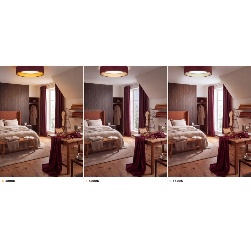 BRILAGI - LED-Deckenleuchte VELVET VARI LED/24W/230V 3000/4000/6500K Ø 45 cm weinrot/gold