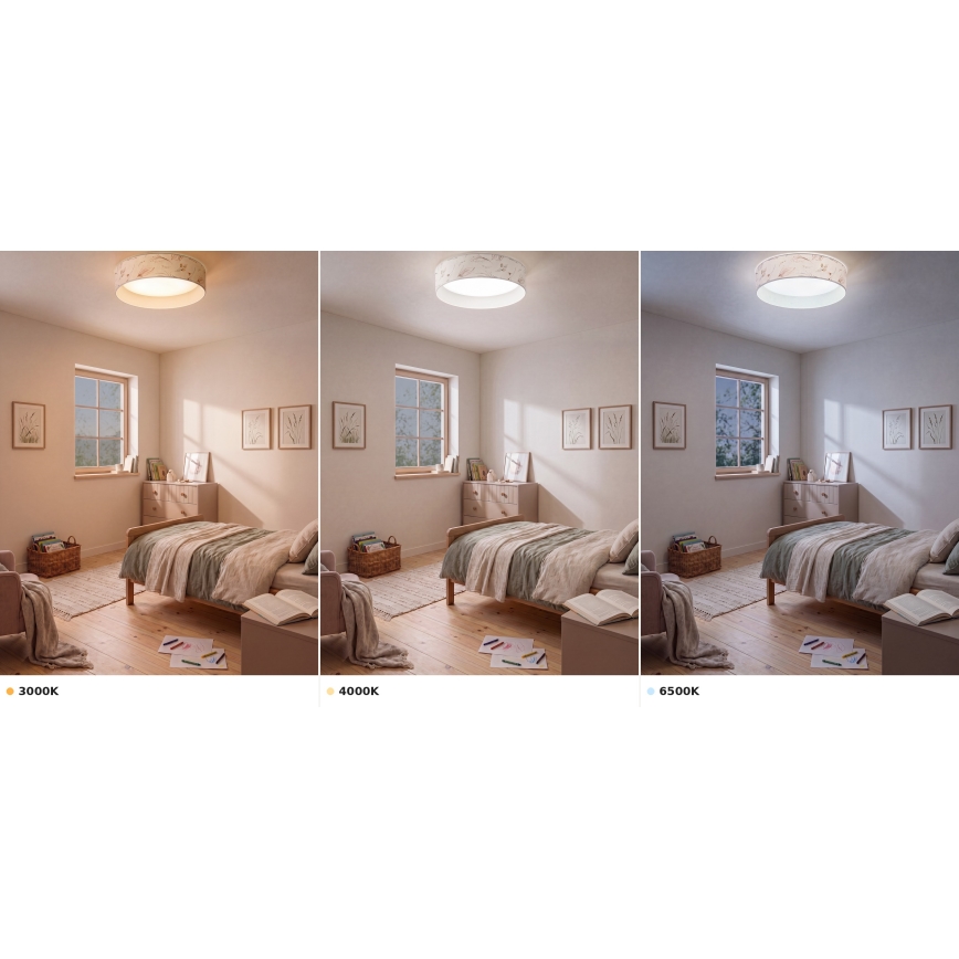 BRILAGI - LED-Deckenleuchte VELVET VARI LED/24 W/230 V 3000/4000/6500 K Ø 45 cm weiß/Blumenmotiv
