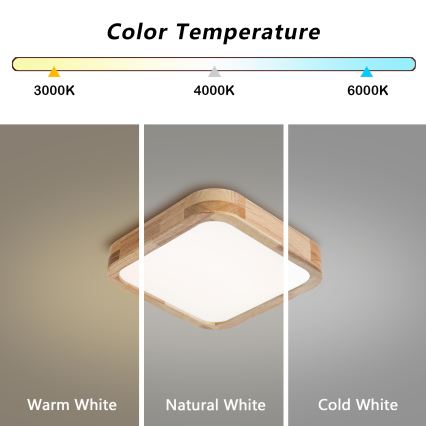 BRILAGI - LED-Deckenleuchte WOODLINE SQUARE LED/32W/230V 3000/4000/6000K Eiche 30x30 cm