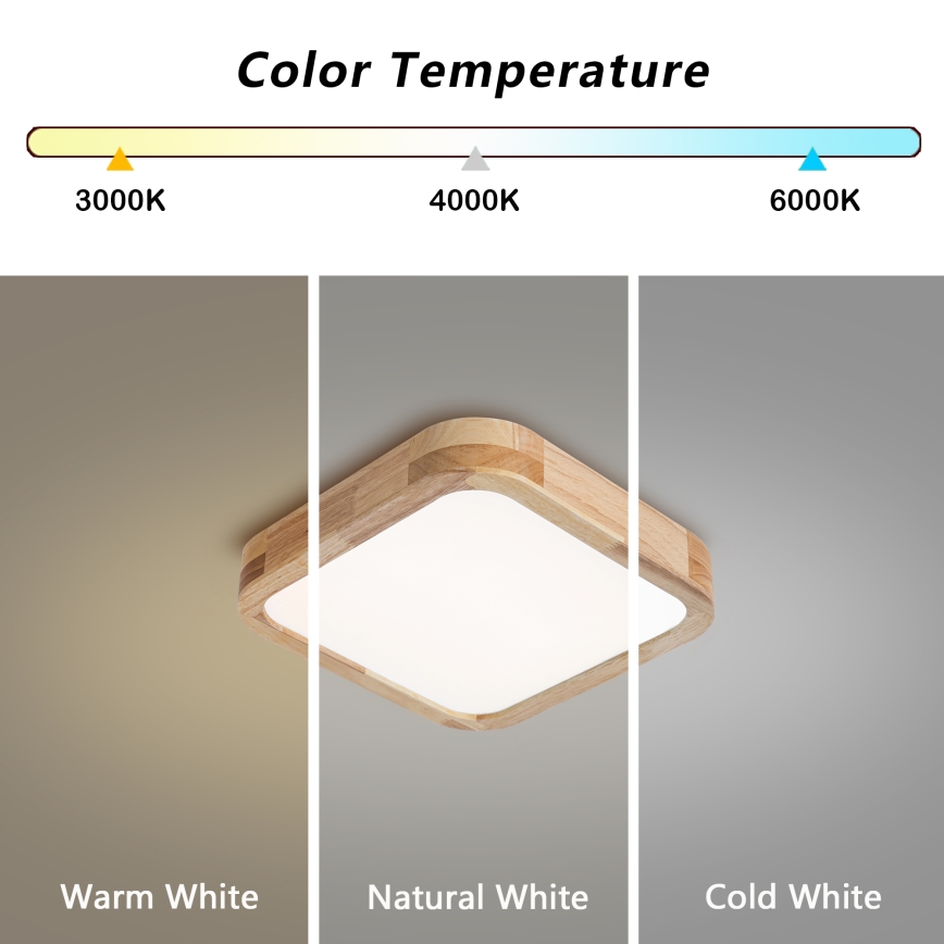 BRILAGI - LED-Deckenleuchte WOODLINE SQUARE LED/32W/230V 3000/4000/6000K Eiche 30x30 cm