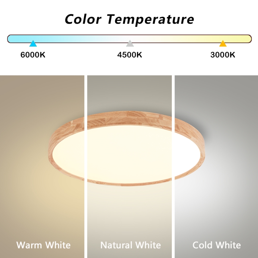 Brilagi - LED Deckenleuchte WOODROUND LED/30W/230V 3000/4000/6000K Ø 40 cm Holz CRI 90