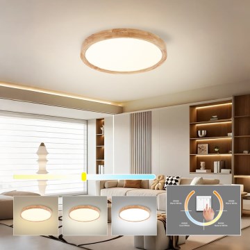 Brilagi - LED-Deckenleuchte WOODROUND LED/30W/230V 3000/4000/6000K Ø 40 cm Holz CRI 90