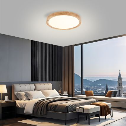 Brilagi - LED-Deckenleuchte WOODROUND LED/30W/230V 3000/4000/6000K Ø 40 cm Holz CRI 90