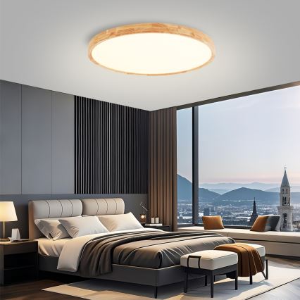 Brilagi - LED-Deckenleuchte WOODROUND LED/70W/230V 3000/4000/6000K Ø 80 cm Holz CRI 90