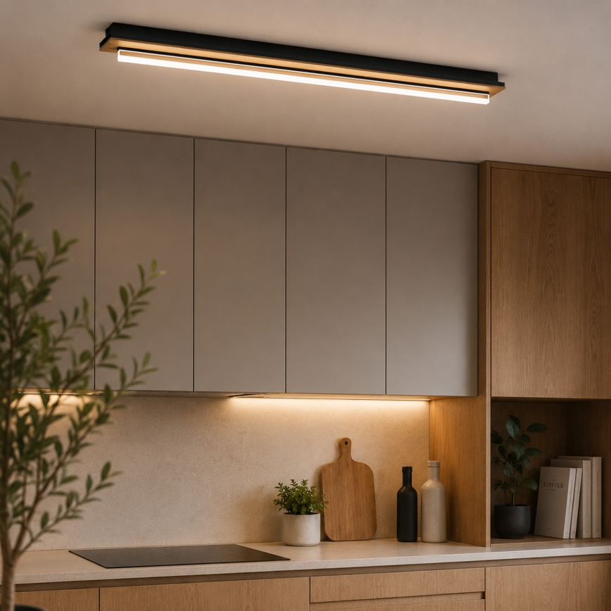Brilagi - LED-Deckenleuchte WOODY FLAT LED/25W/230V 118 cm Eiche/Schwarz