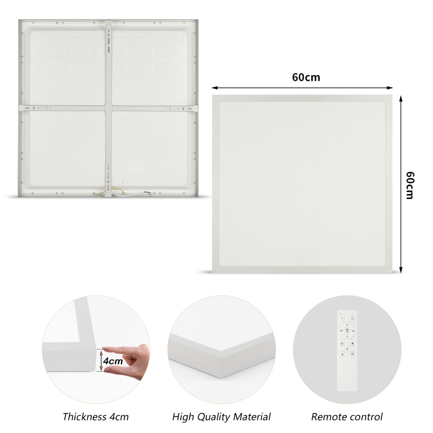 Brilagi - Dimmbare LED-Badezimmer-Deckenleuchte FRAME SMART LED/50W/230V 60x60 cm 3000-6000K IP44 Silber + Fernbedienung