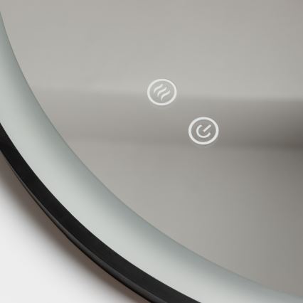 Brilagi - Dimmbarer beheizter Badezimmerspiegel mit Hintergrundbeleuchtung ALU PRO LED/18W/230V Ø 60 cm 3000/4000/6500K IP44 schwarz CRI 90