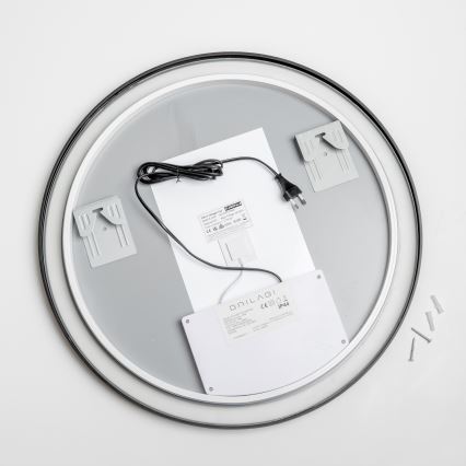 Brilagi - Dimmbarer beheizter Badezimmerspiegel mit Hintergrundbeleuchtung ALU PRO LED/18W/230V Ø 60 cm 3000/4000/6500K IP44 schwarz CRI 90