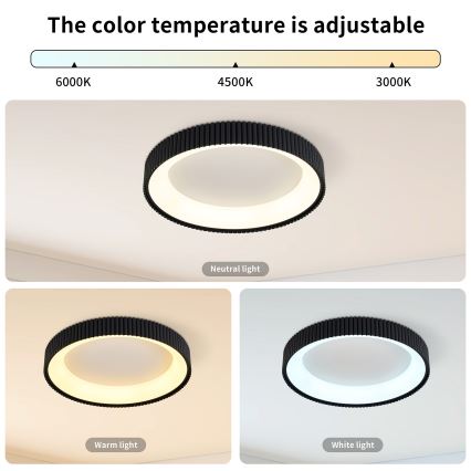 Brilagi - LED-dimmbare Deckenleuchte FALCON MODERN LED/30W/230V 3000-6500K Ø 40 cm schwarz + Fernbedienung