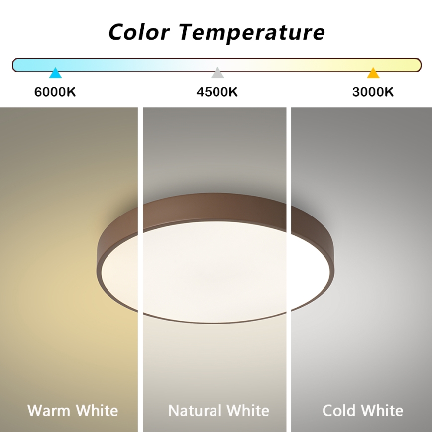 Brilagi - LED dimmbare Deckenleuchte POOL LED/48W/230V 3000-6000K Ø 40 cm braun + Fernbedienung