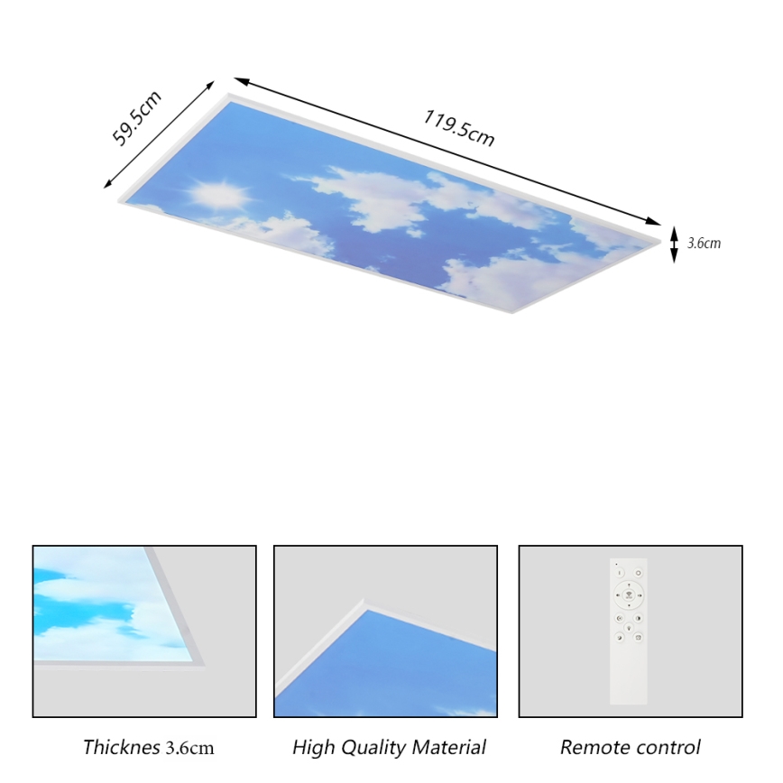 Brilagi - LED-dimmbare Deckenleuchte SLIMFRAME SKY LED/80W/230V 120x60 cm 3000-6000K silber/blau + Fernbedienung